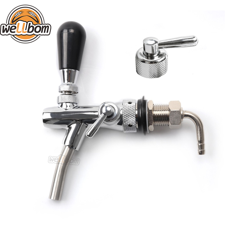 Short Shank Copper chrome plating Beer Draft Tap Faucet With Flow Control Home Brew Silver